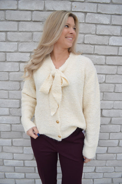 Molly Bracken Knitted Tie Collar Cardigan