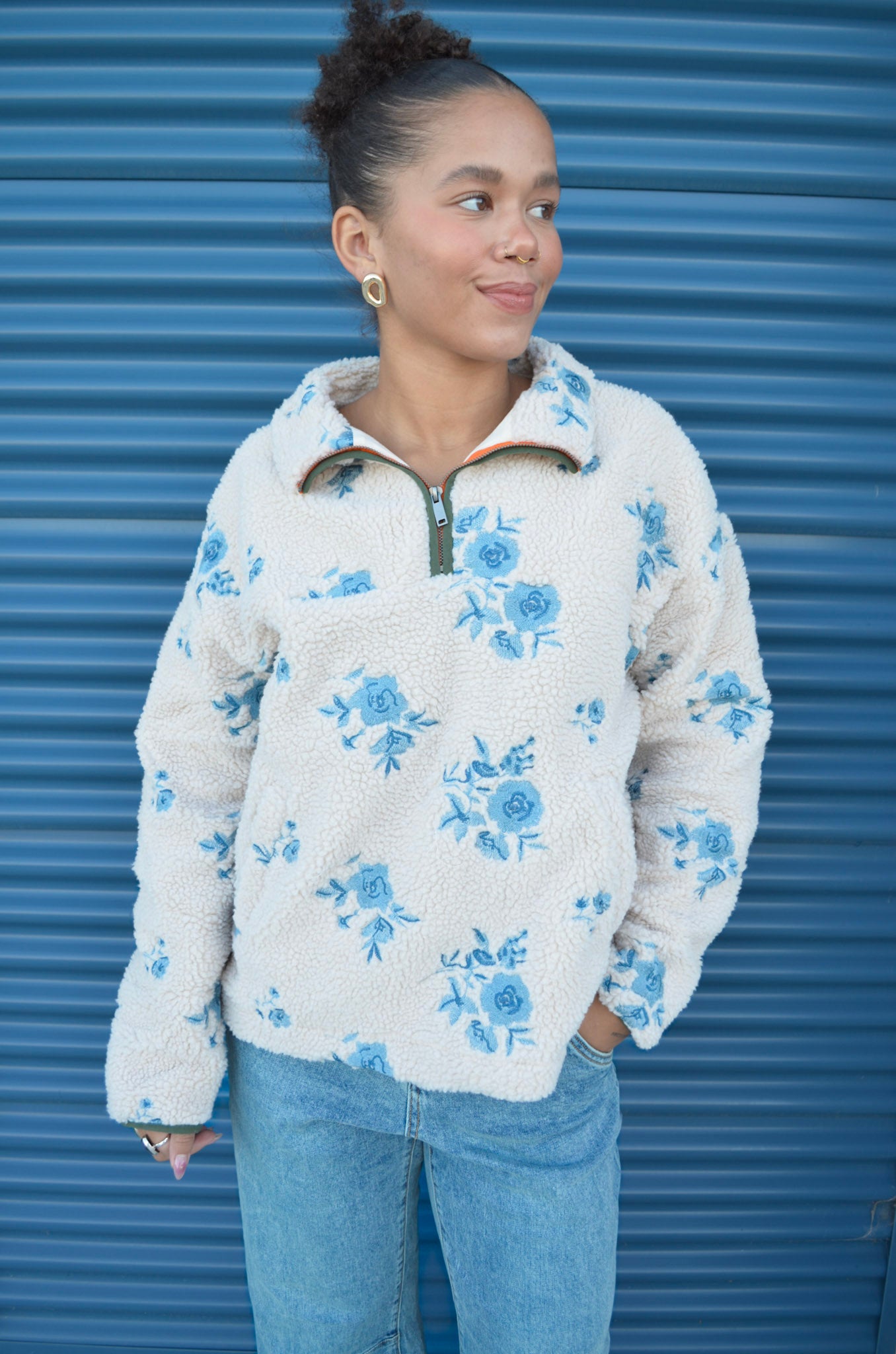 RD Style Poppy Long Sleeve Mock Neck Anorak Jacket