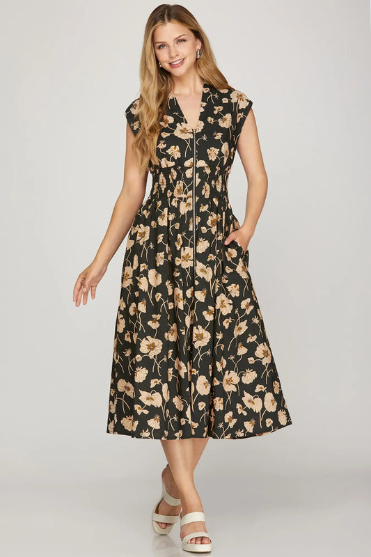 The Garden Party Floral Tiered Midi Dress