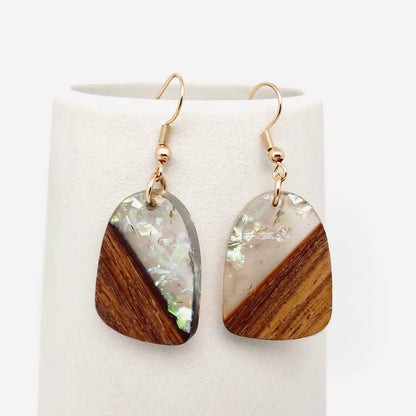 Wood & Resin Pendant Earrings