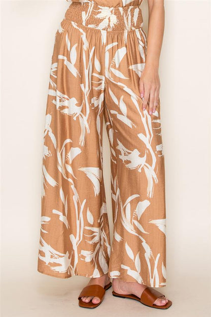 Satin Dream Smocked Wide-Leg Pant
