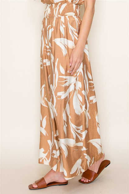 Satin Dream Smocked Wide-Leg Pant