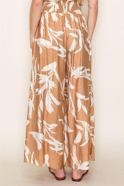 Satin Dream Smocked Wide-Leg Pant