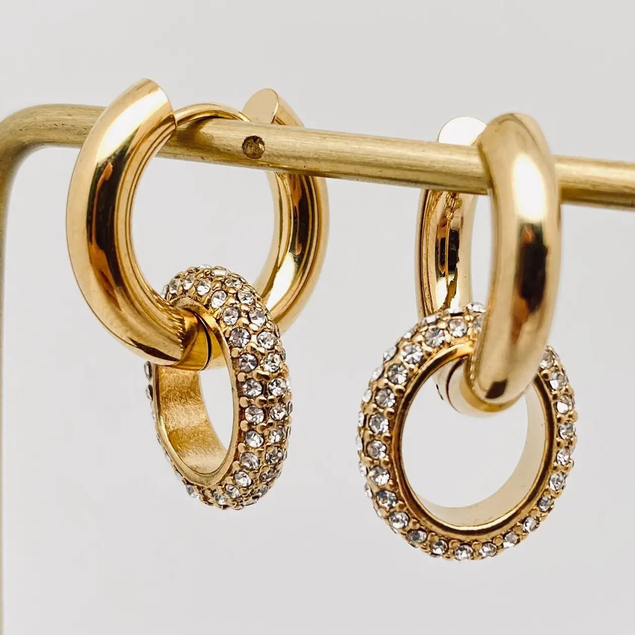 18K Gold Plated Cubic Zirconia Circular Huggie Earring