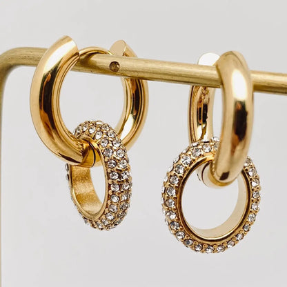 18K Gold Plated Cubic Zirconia Circular Huggie Earring