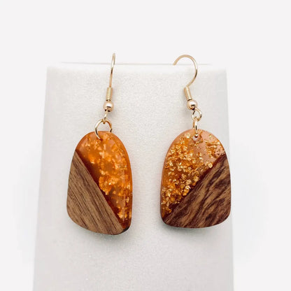 Wood & Resin Pendant Earrings
