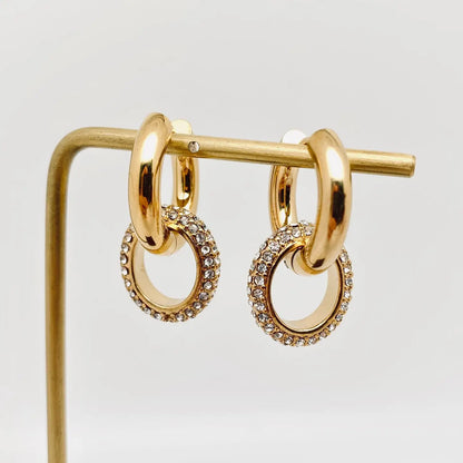 18K Gold Plated Cubic Zirconia Circular Huggie Earring