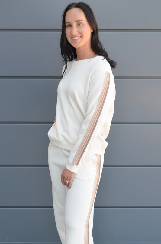 Ocean Drive The Cloudwalk Neutral Stripe Wide Leg Pant