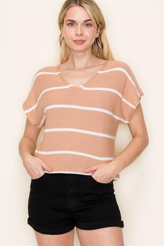 Golden Hour Striped Short Sleeve Sweater