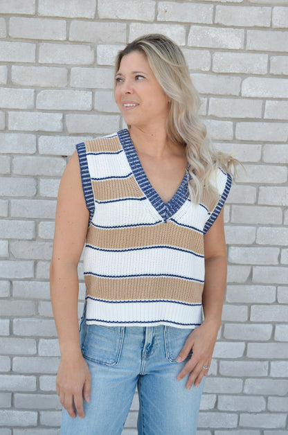 Elan | The Varsity Stripe Sweater Vest