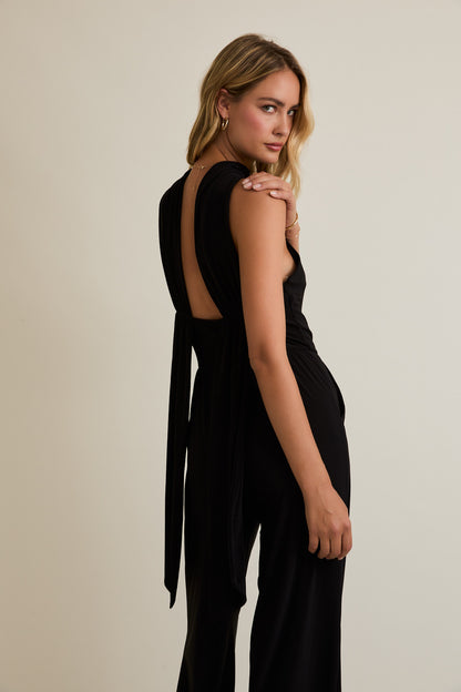 The Back Tie Affair Mock Neck Jumpsuit