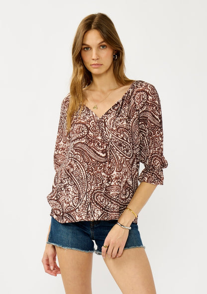 The Prairie Paisley Tie Neck Blouse