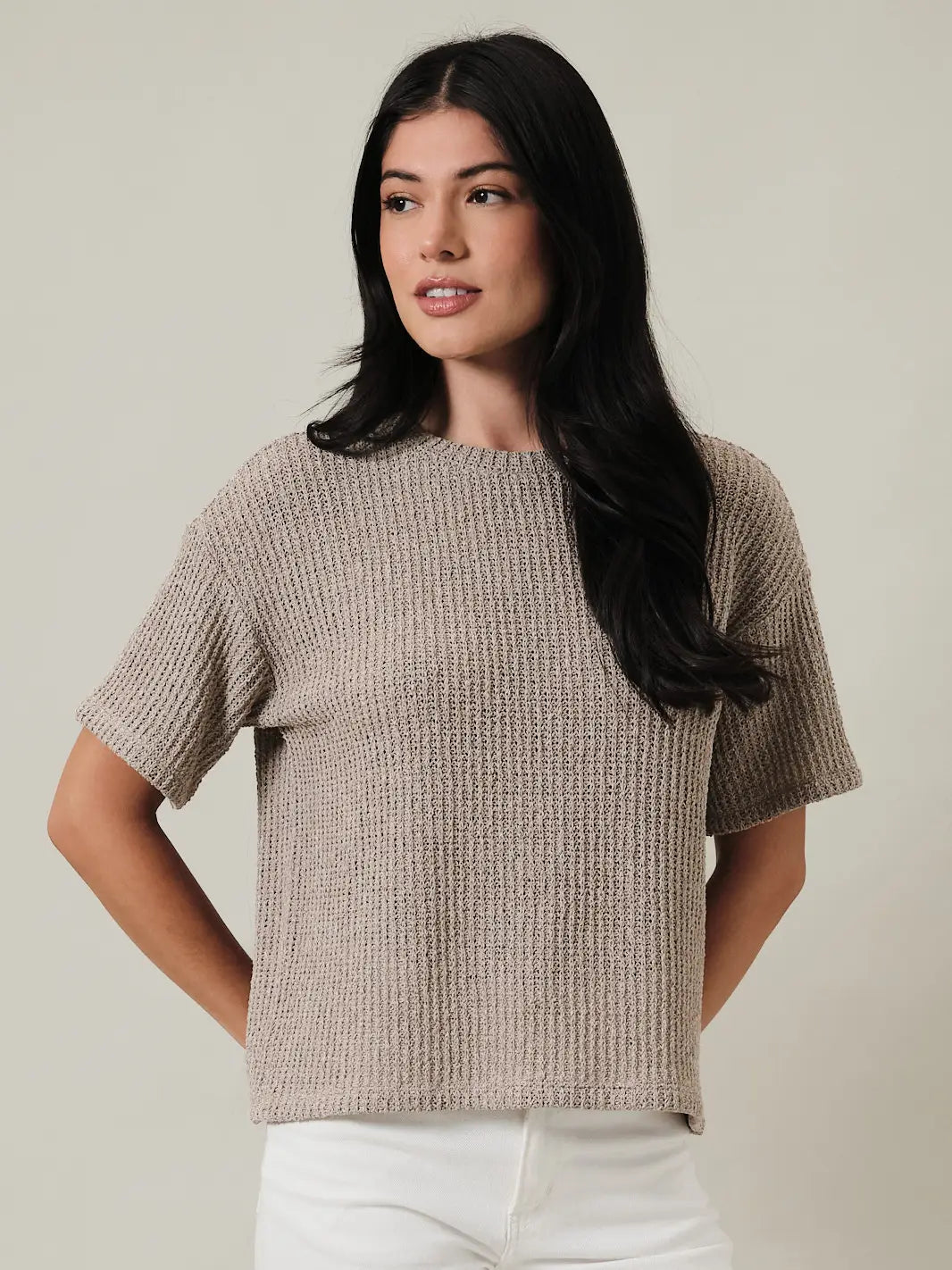 Sandstone Waffle Knit Tee