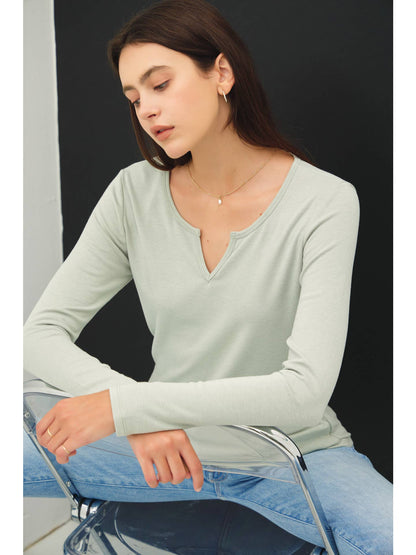 The Simple Grace Split Neck Top