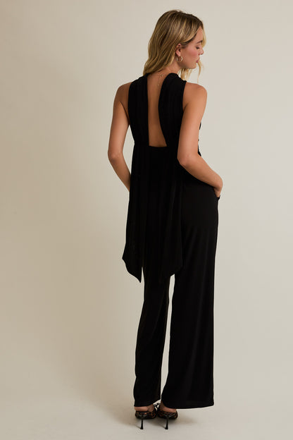 The Back Tie Affair Mock Neck Jumpsuit