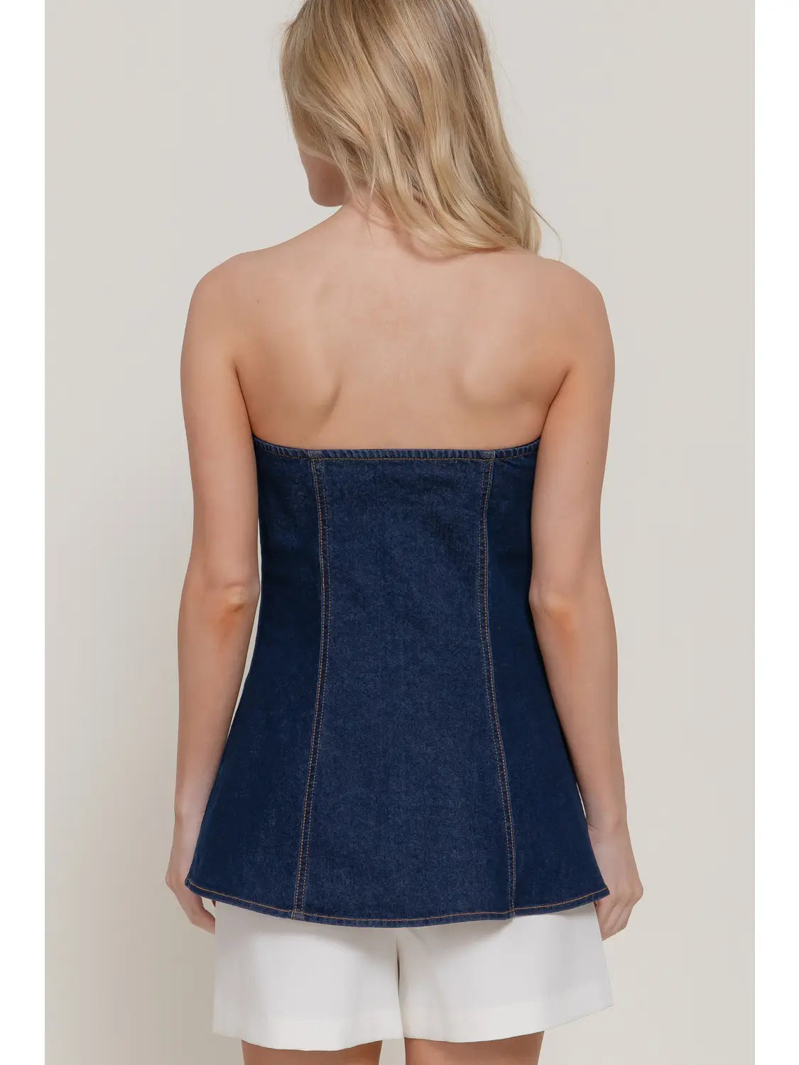 Heartline Denim Peplum Top