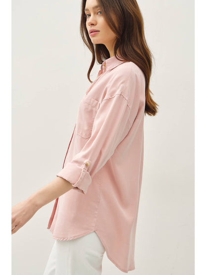 The Draped Ease Oversized Button Up