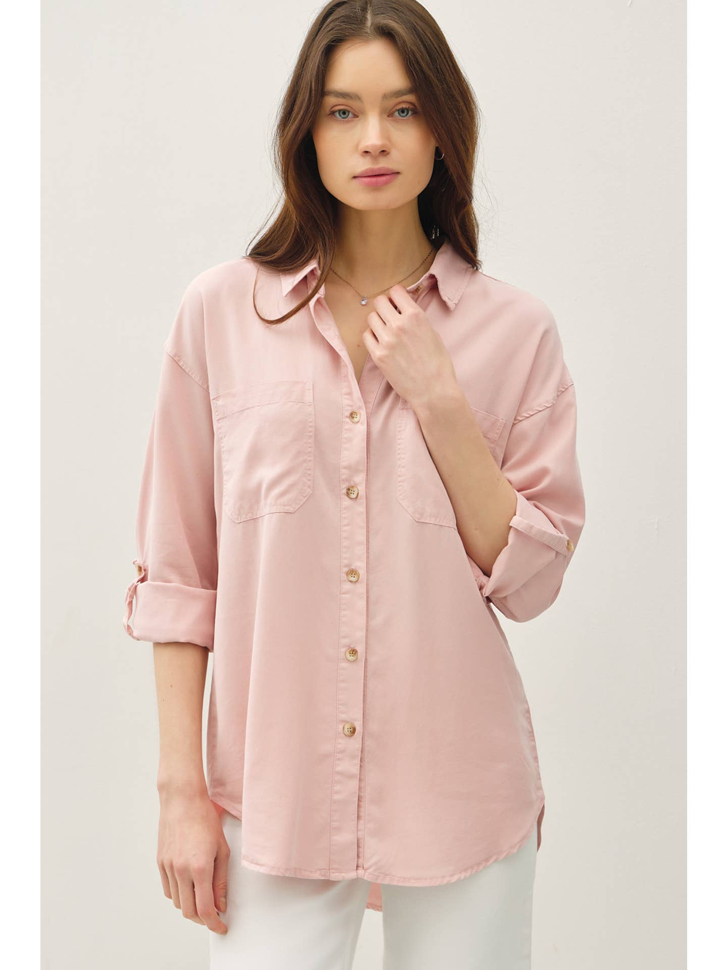 The Draped Ease Oversized Button Up