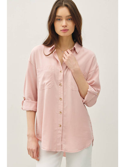 The Draped Ease Oversized Button Up