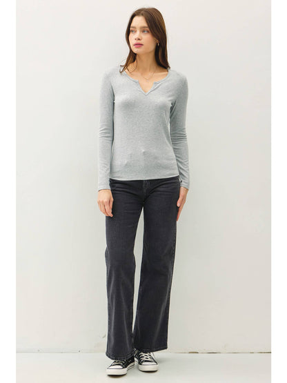 The Simple Grace Split Neck Top