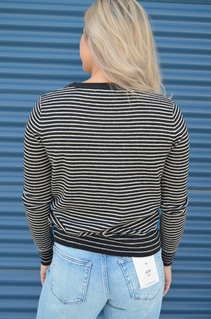 Charcoal Stripe Crew Neck Knit