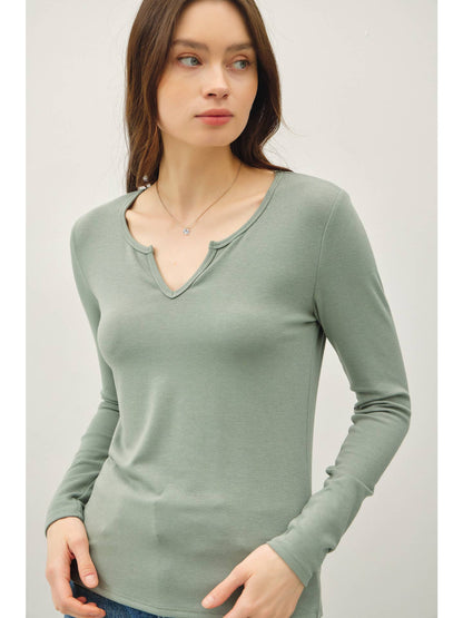 The Simple Grace Split Neck Top