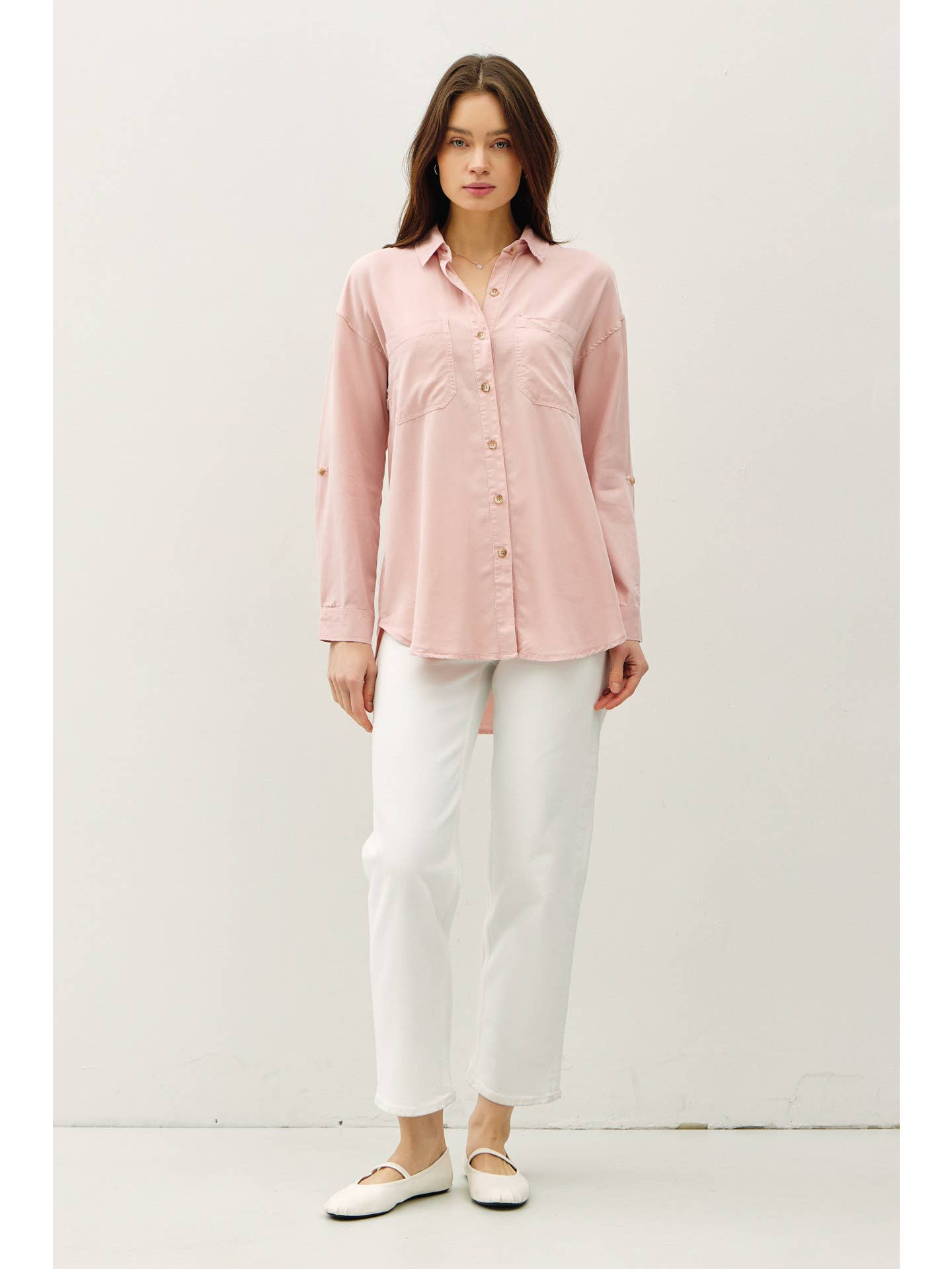The Draped Ease Oversized Button Up
