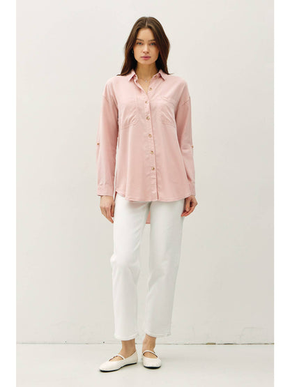 The Draped Ease Oversized Button Up