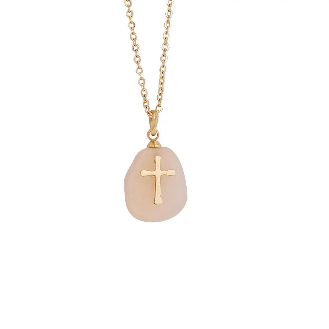Natural Stone Cross Necklace