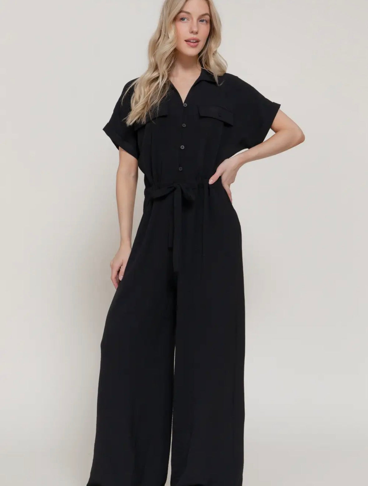 Red Hot Getaway Jumpsuit in Black