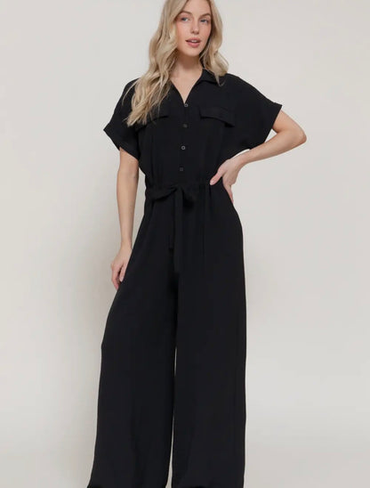 Red Hot Getaway Jumpsuit in Black