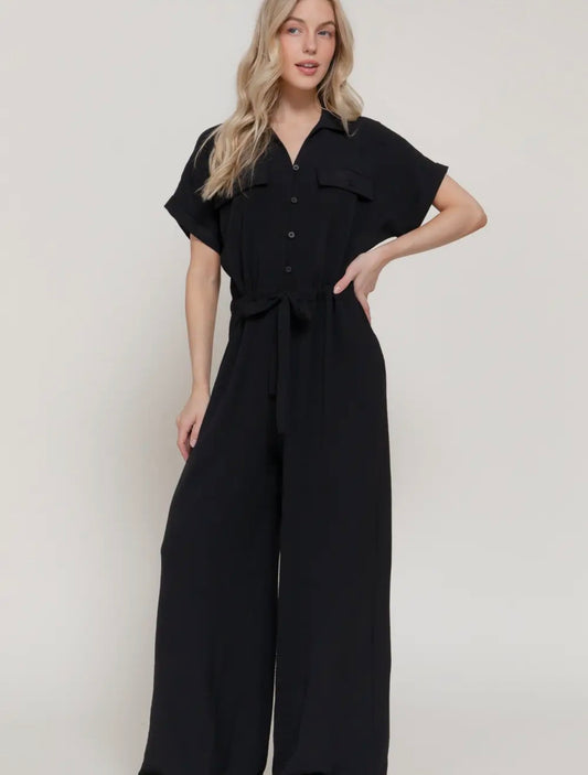 Red Hot Getaway Jumpsuit in Black