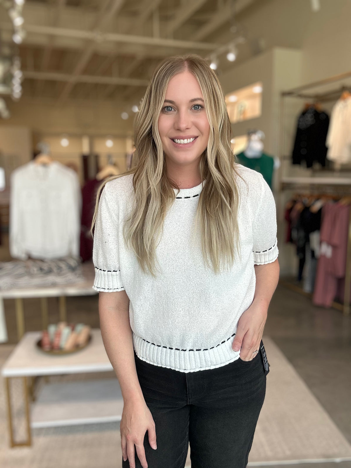 Marlowe Knit Top in White