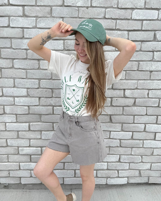 Abandoned Golf Wives Social Club Tee with Hat Details