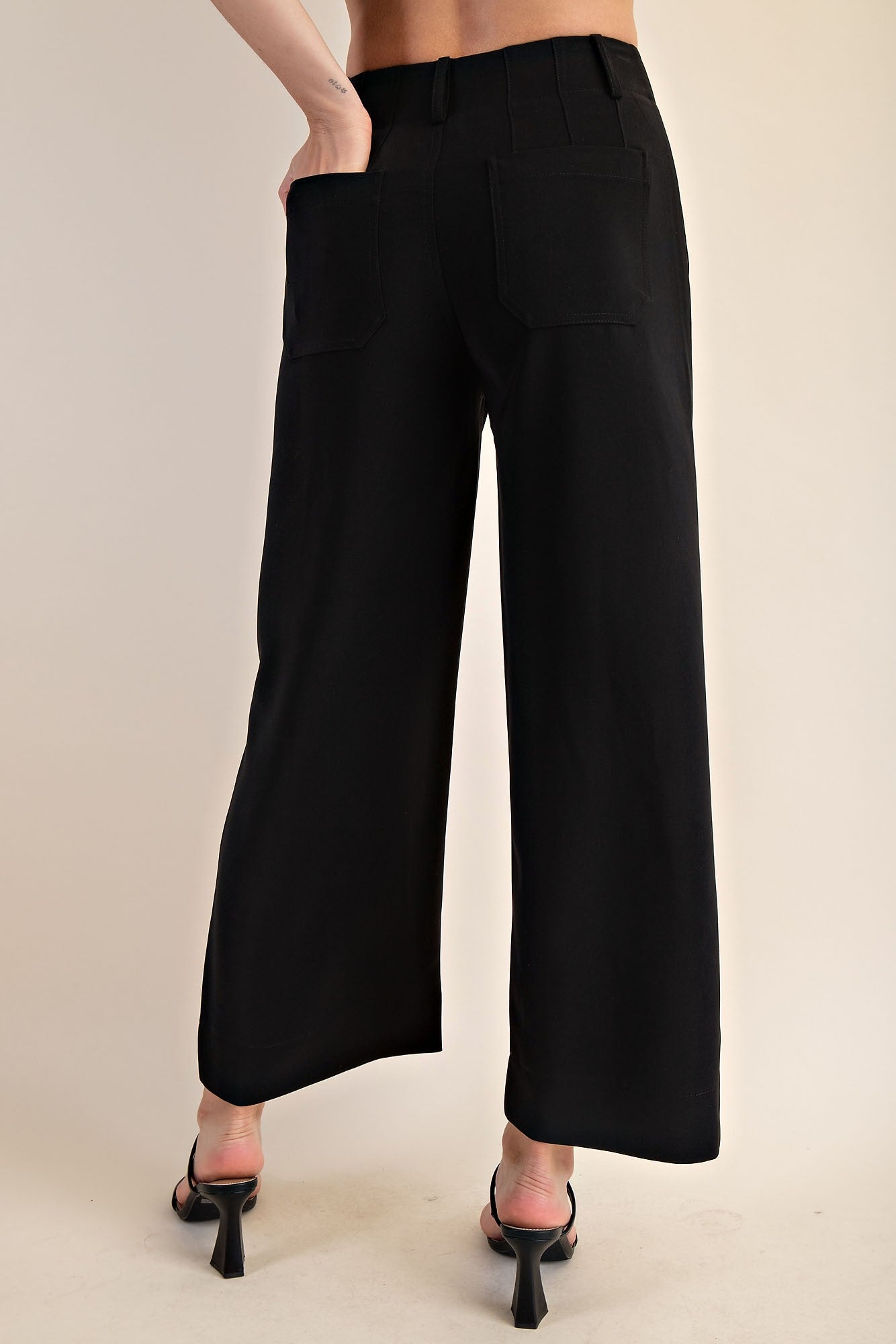 Colette Cropped Wide-Leg Pants Black Back