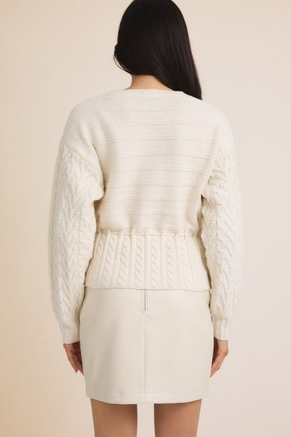 Cream Front Tie Cardigan back