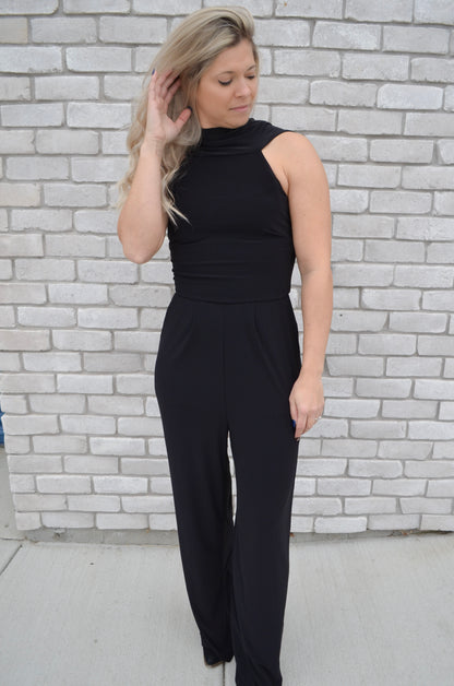 The Back Tie Affair Mock Neck Jumpsuit