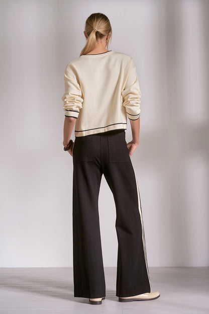 Elan Simple Black Stripe Pants
