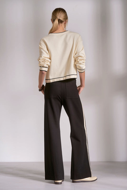 Elan Simple Black Stripe Pants
