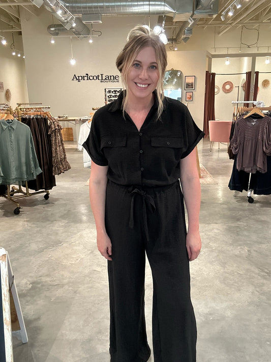 Red Hot Getaway Jumpsuit in Black