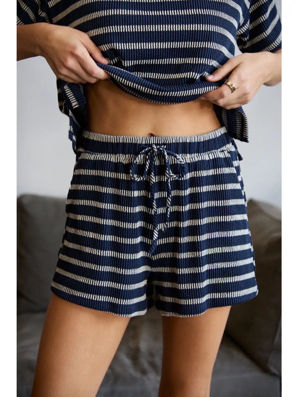 The Modern Midnight Stripe Drawstring Shorts