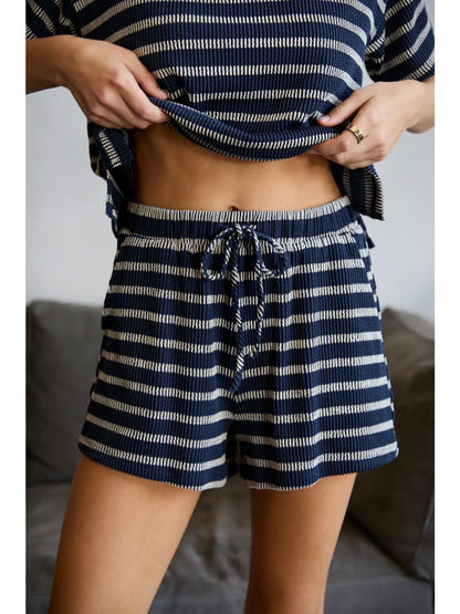 The Modern Midnight Stripe Drawstring Shorts