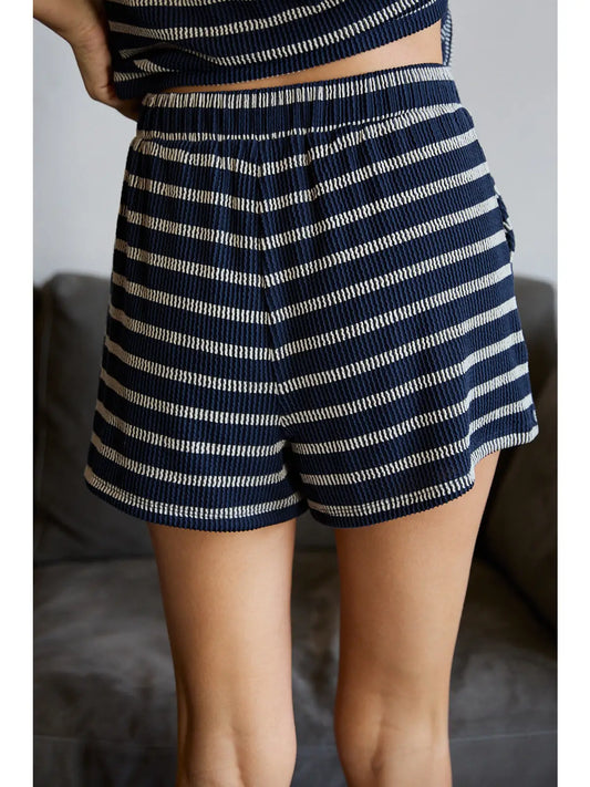 The Modern Midnight Stripe Drawstring Shorts