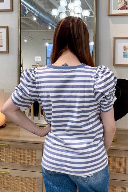 The Harbor Stripe Puff Sleeve Top