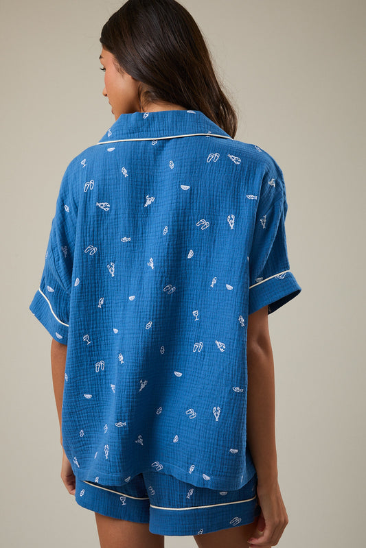 Blue Bay Button Up Pajama Set