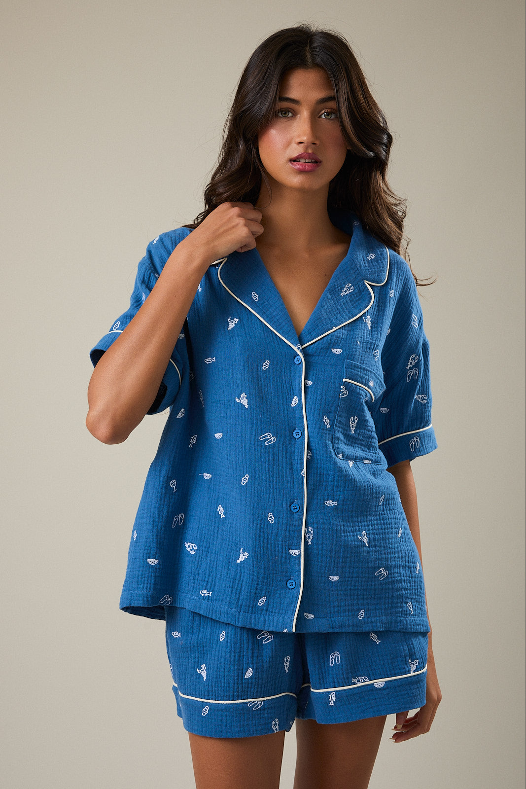 Blue Bay Button Up Pajama Set