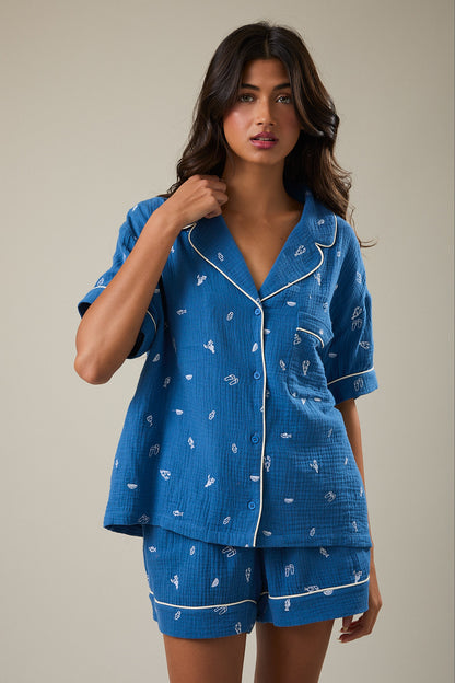 Blue Bay Button Up Pajama Set