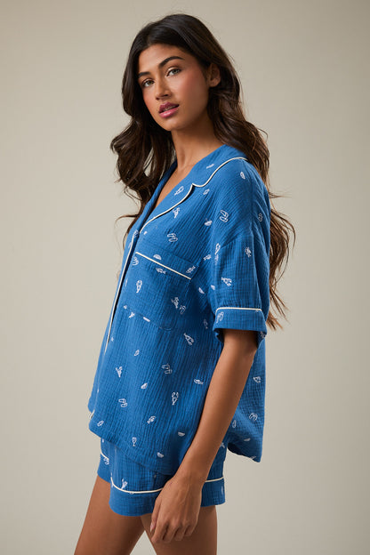 Blue Bay Button Up Pajama Set