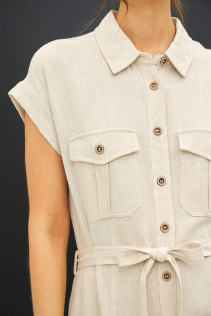 Linen Shirt Dress Close