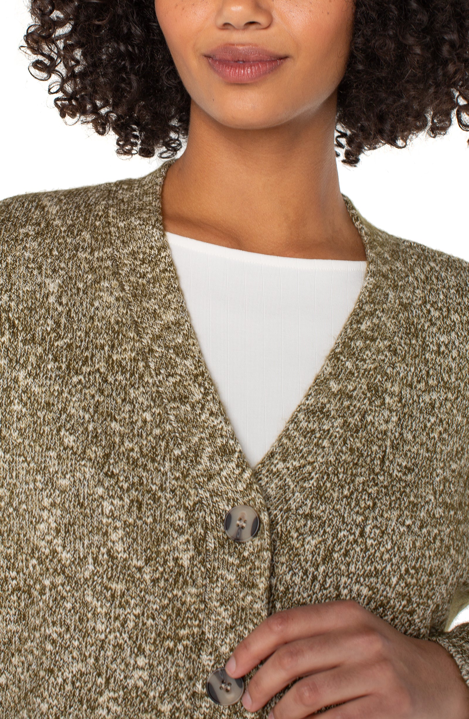 Liverpool | Long Sleeve Button Front Cardigan Button Details Closed Front